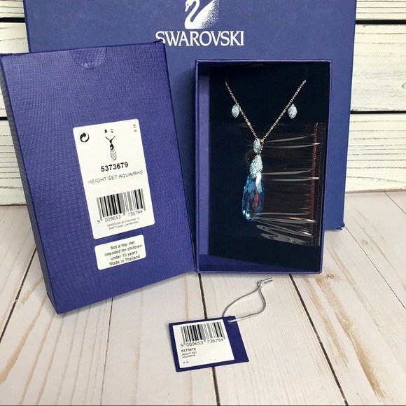 Swarovski Height Set, Blue, Rhodium Plating - Picture 3 of 5